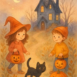 A cat and a house for Halloween
