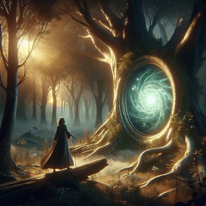 Lena and the Luminous Portal under the Old Oak Tree