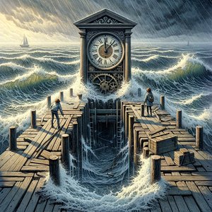 Clock at the end of the pier