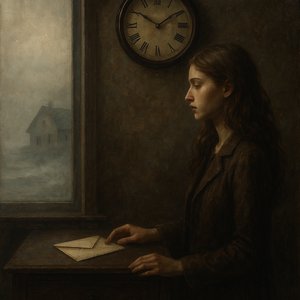 Clock, letter and fog