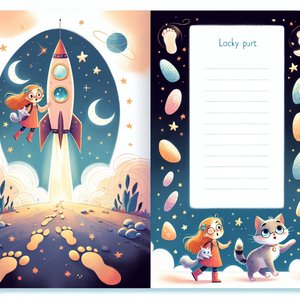 Ola and Kitten on the Moon