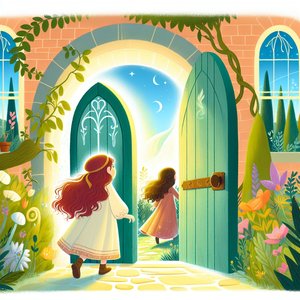 Tosia and the secret door in the garden