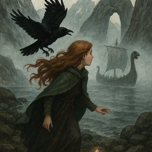 Raven over the fjord