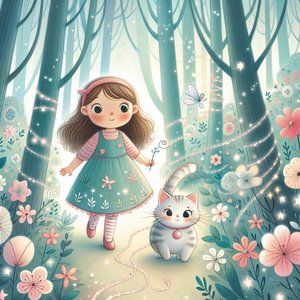 Mysterious forest and silver wings