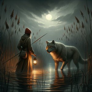 Red dot above the reeds