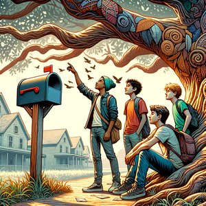 Green Post under Old Oak