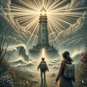 Lighthouse on the edge of the fog