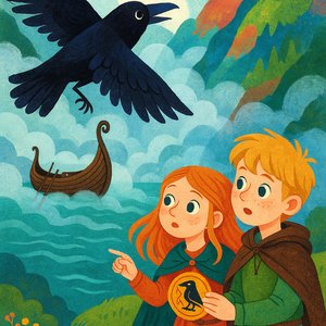 A raven's whisper over the fjord