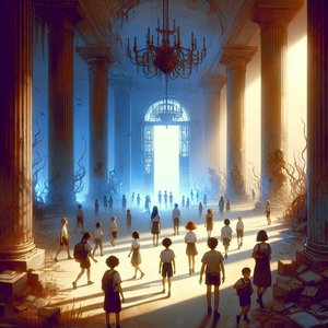 Between the lights of the ruins