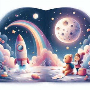 Susie and Teddy fly to the moon