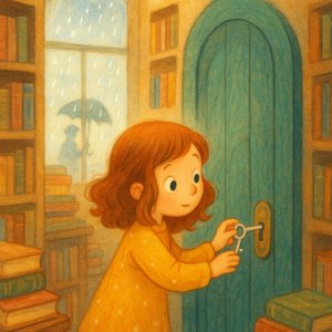Zosia and the door at the bookstore