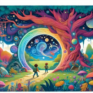 Passage under an old oak tree