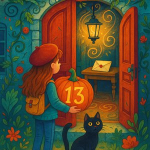 Pumpkin with the number thirteen